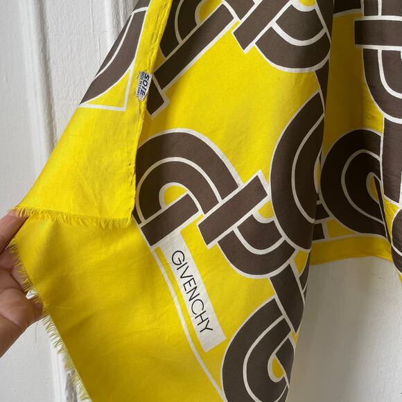 Vintage 70s GIVENCHY Silk Signed Scarf Large Rectangle Geometric Art Deco Print - Picture 4 of 7